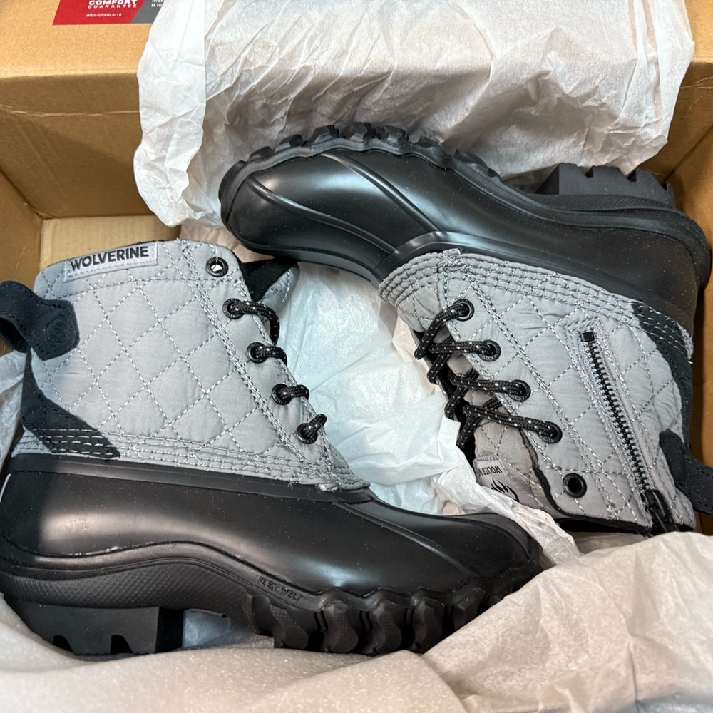 Wolverine Black and Gray Quilted Boots